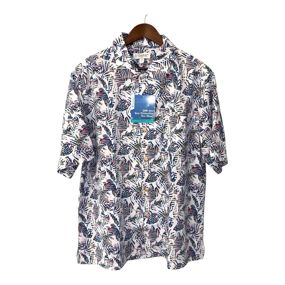NEW Coolibar Safari Camp shirt men's large tropical Hawaiian beach boat UPF 50